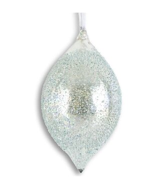 8.5 Inch Light Blue Textured Mercury Glass Teardrop Ornament