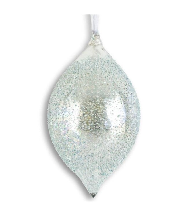 8.5 Inch Light Blue Textured Mercury Glass Teardrop Ornament