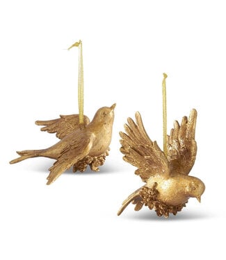 Carved Resin Gold Leaf Bird Ornaments