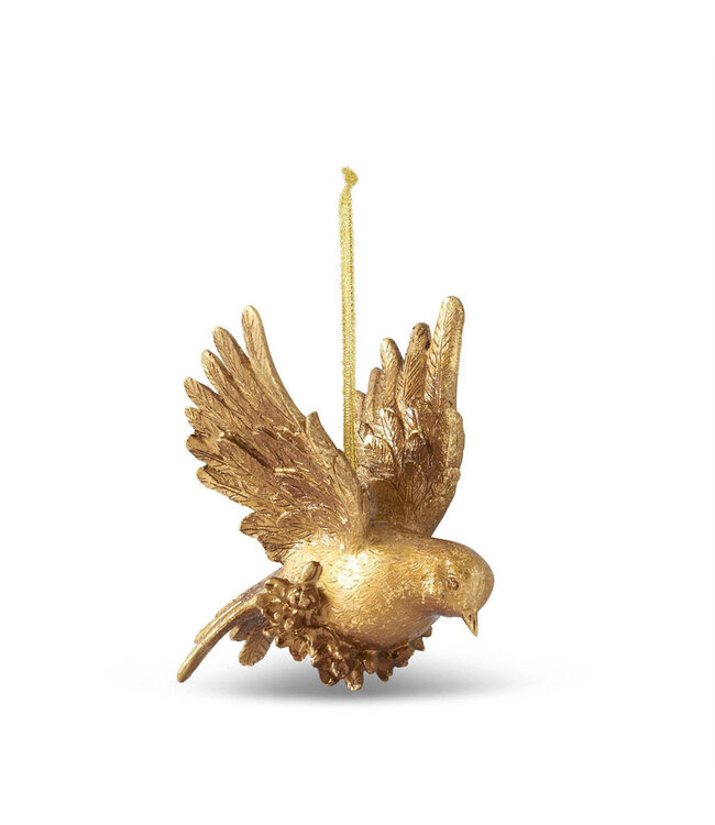 Carved Resin Gold Leaf Bird Ornaments