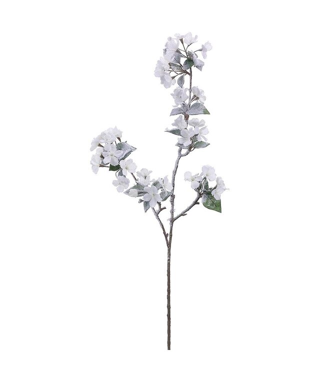 35” Snow Quince Blossom Spray Snow White