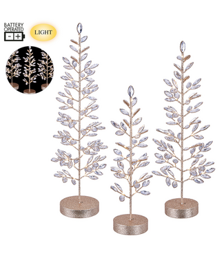 Battery Operated Glittered Rhinestone Tree - Clear Champagne