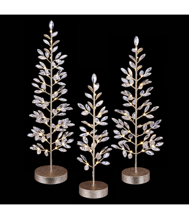 Battery Operated Glittered Rhinestone Tree - Clear Champagne