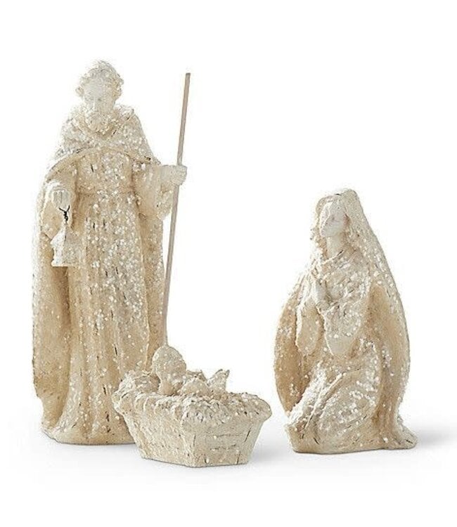 White Glitter Nativity Set