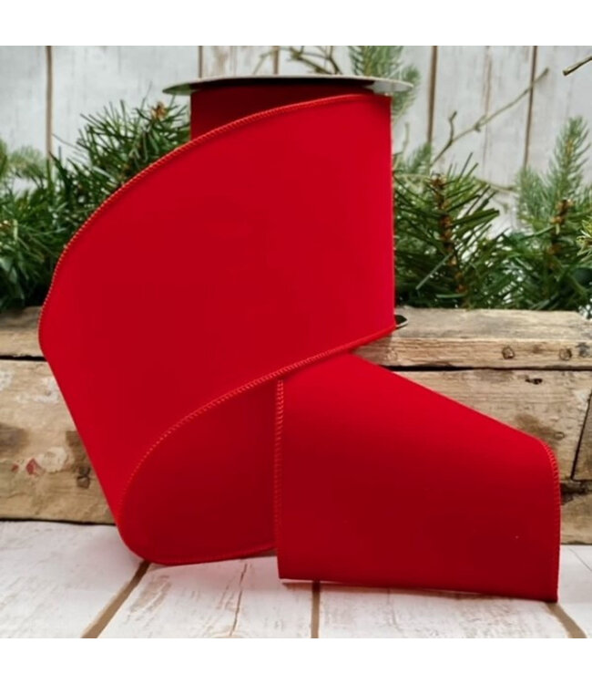 4"x 10yds Velvet Double Sided - Red