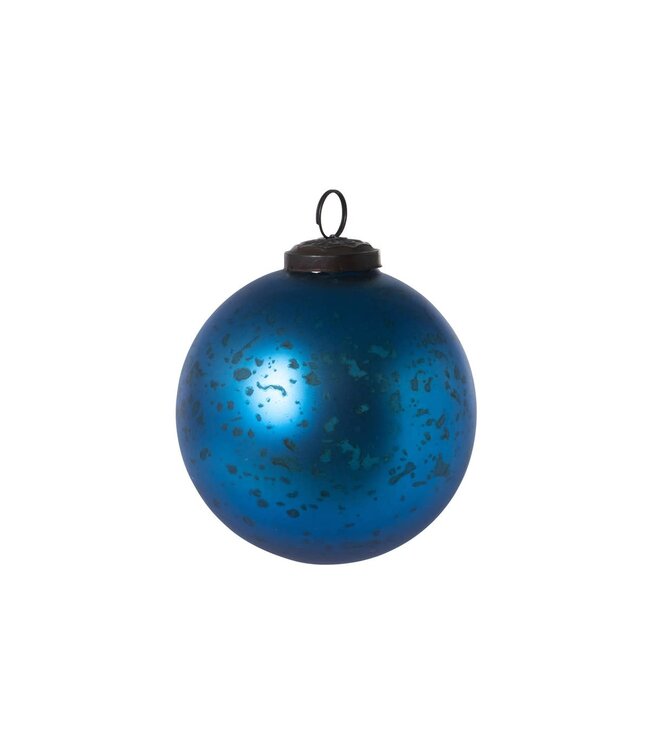 Antique Matte Blue Glass Ball Ornament