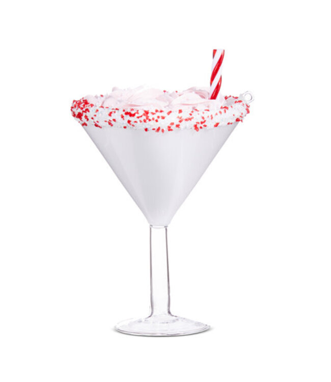 6" Pink Peppermint Martini Ornament