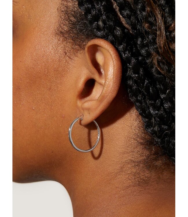 Slim Endless Hoops - Lo Medium Silver