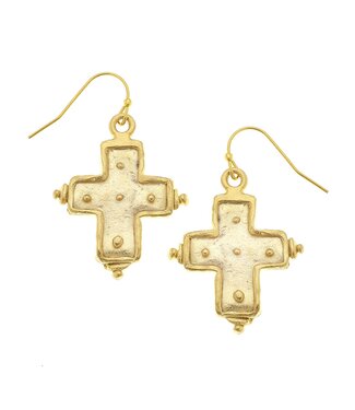 SUSAN SHAW Gold Cross Earrings