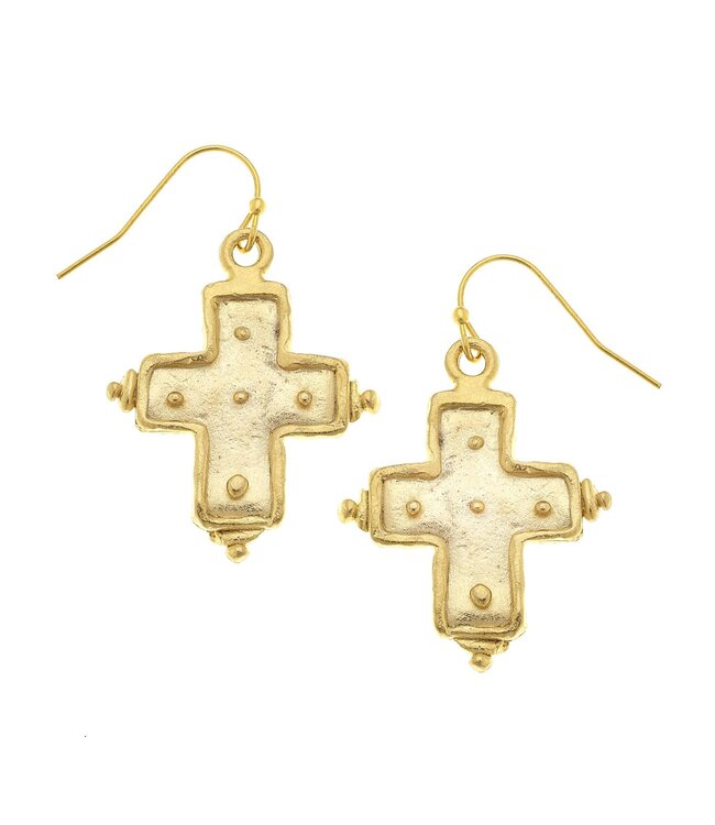 SUSAN SHAW Gold Cross Earrings