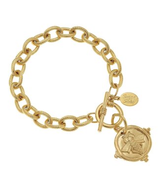SUSAN SHAW Gold Intaglio Bee Bracelet