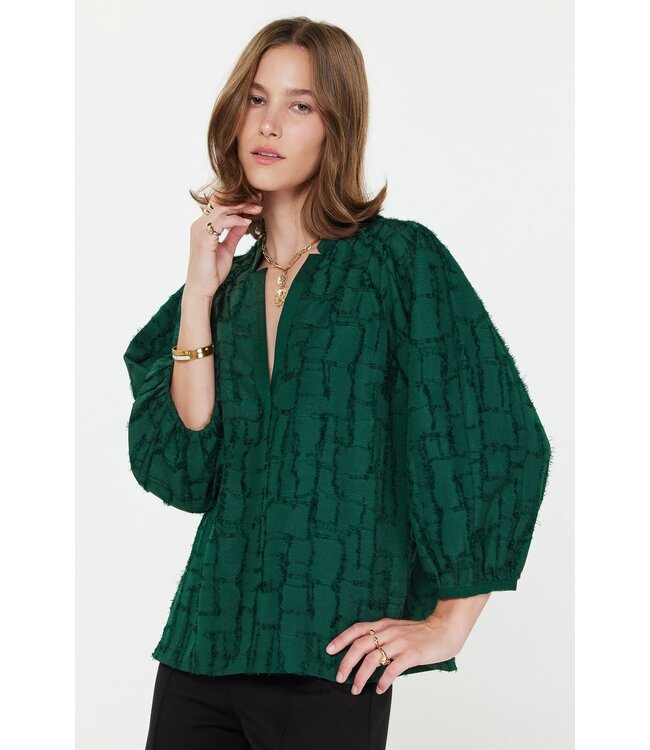 Alley Textured Jacquard 3/4 Blouse