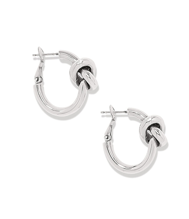 BRIGHTON Interlok Single Knot Silver Hoop Earrings