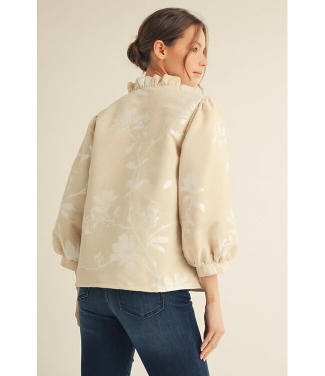Sophia Button Down Floral Jacquard Top