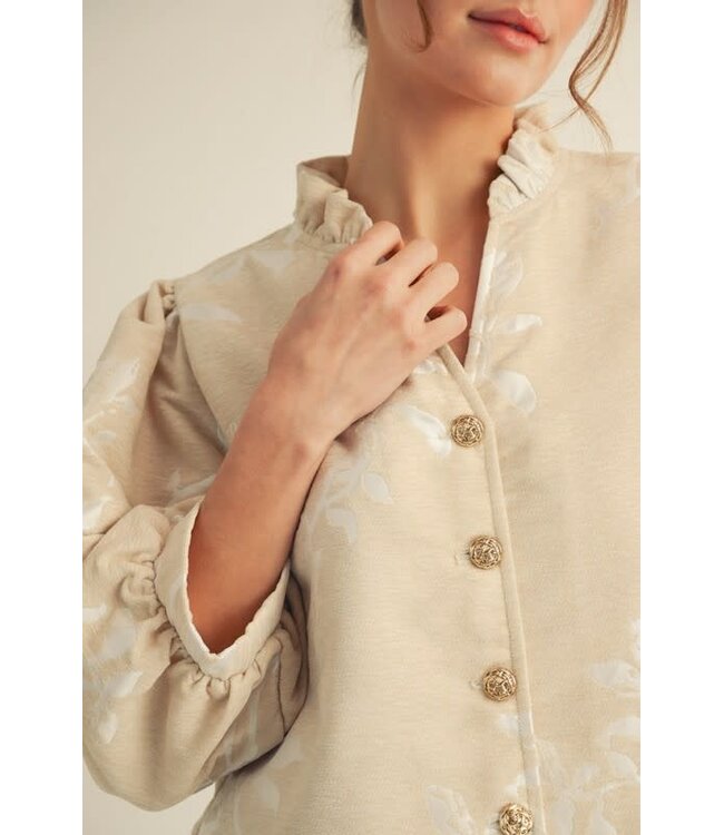 Sophia Button Down Floral Jacquard Top