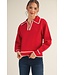 Angel Line Edge Accent Polo Sweater Top