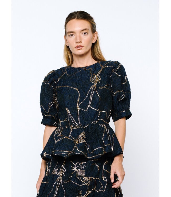 Tonje Jacquard Peplum Top
