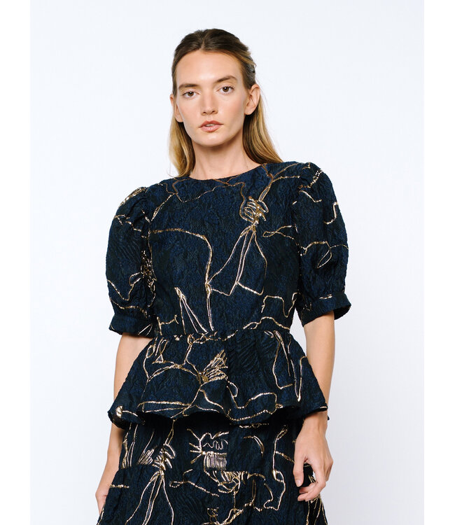 Tonje Jacquard Peplum Top
