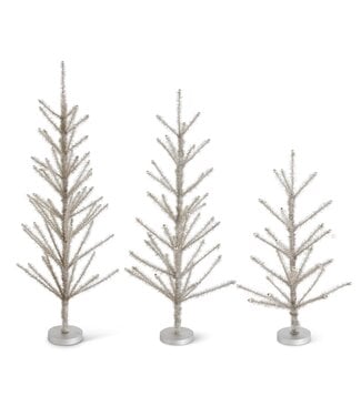 Pewter Tinsel Trees With Beaded Tips - Sold Individually