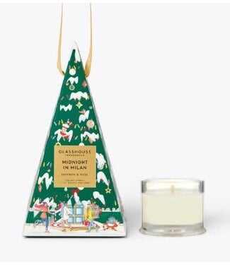 GLASSHOUSE FRAGRANCES 1.1 oz. Christmas Bauble Candle Midnight in Milan