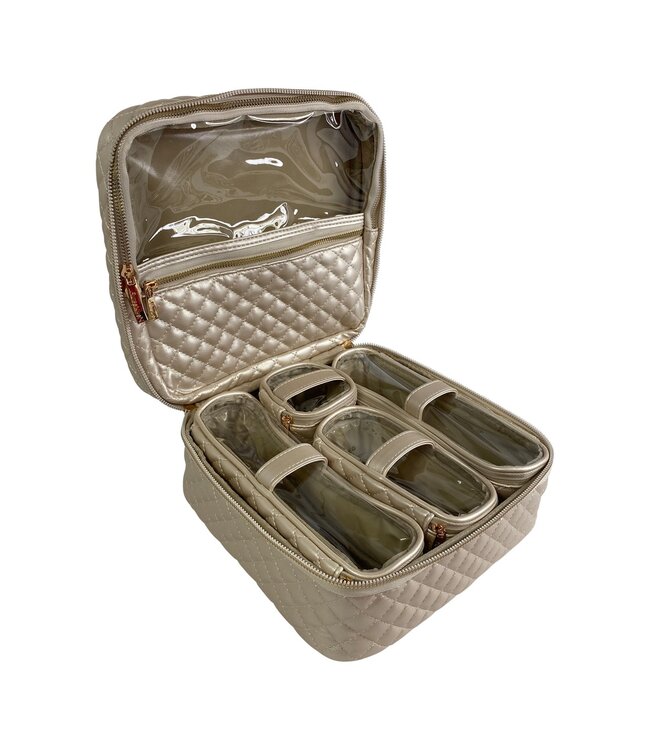 Mini Diva Makeup Case - Pearl Quilted
