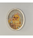 Oval Framed Chick in Basket With Flowers Print