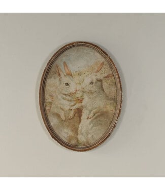 Oval Framed Bunny Duo Print