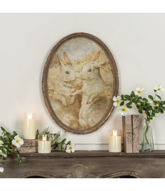Oval Framed Bunny Duo Print