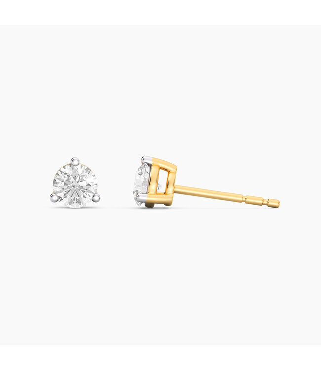 ELLA STEIN Lab-Grown 0.50 Ct Three Prong Stud Earrings