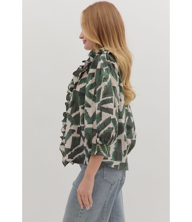 Hazel Printed ¾ Puff Sleeve Top