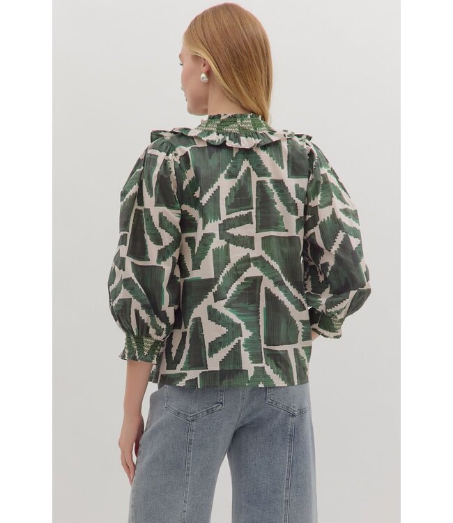Hazel Printed ¾ Puff Sleeve Top