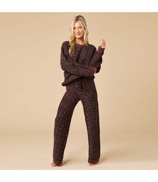 Hannah Marshmallow Leopard Crew Neck Lounge Set