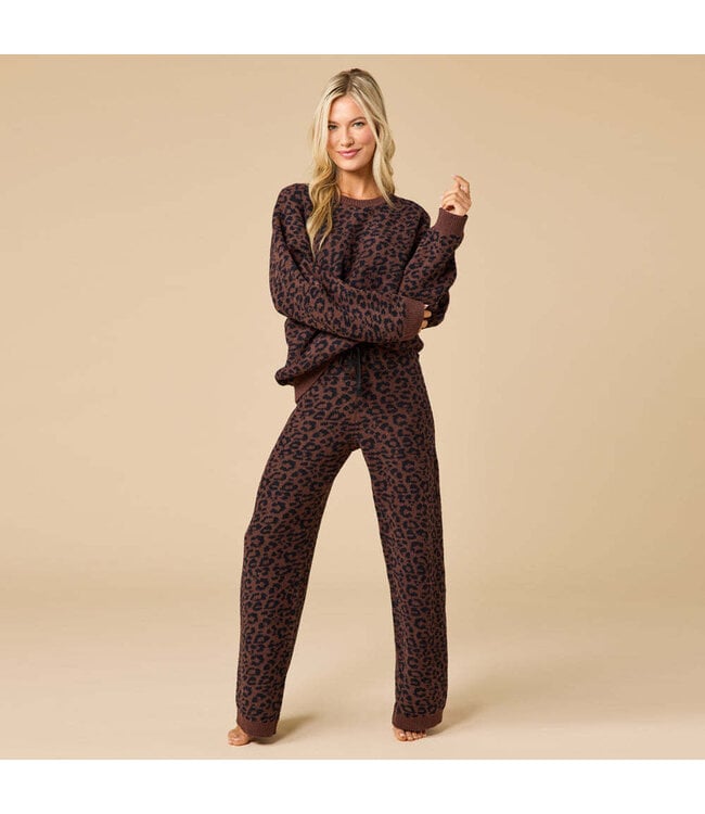 Hannah Marshmallow Leopard Crew Neck Lounge Set