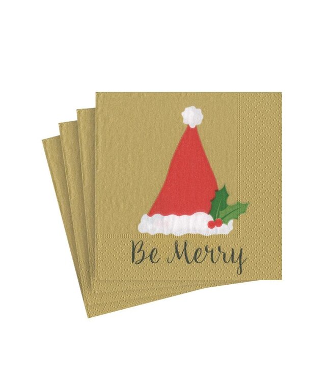 Cocktail Napkin Be Merry Gold