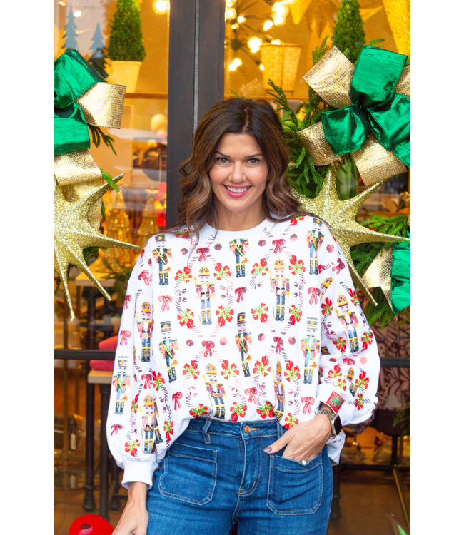 Queen of Sparkles Eliana Nutcracker & Candy Cane Sweatshirt