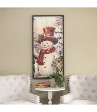 48" Snowman with Holly Wreath Print