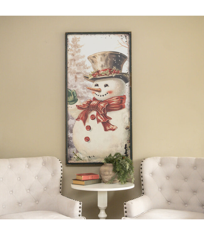 48" Snowman with Red Bow Print