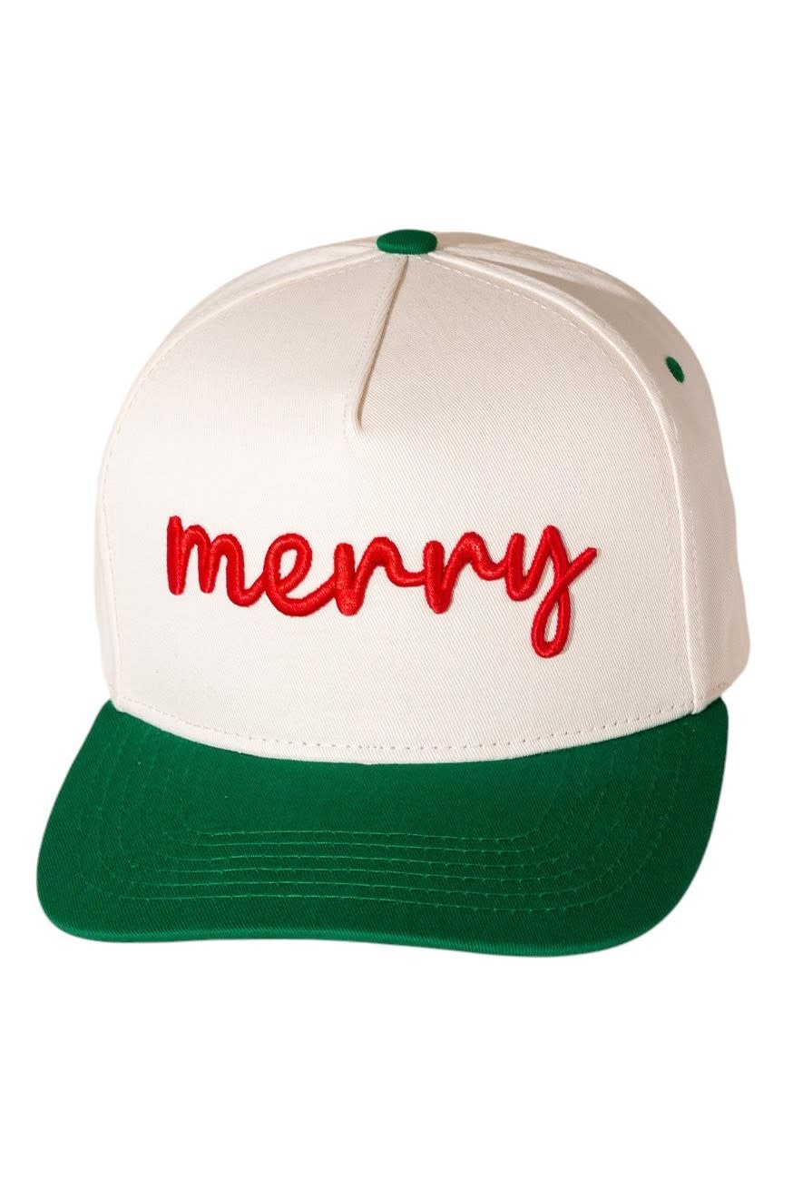 Merry Embroidered Canvas Snapback Baseball - Amber Marie and Company