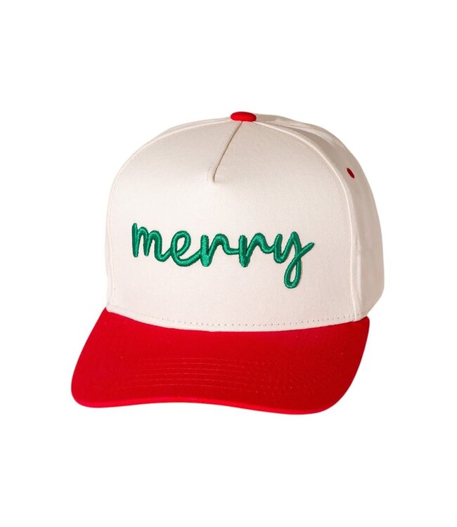 Merry Embroidered Canvas Snapback Baseball