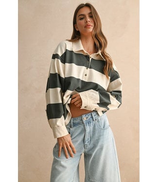 Aria Long Sleeve Wide Panel Knitted Shirt
