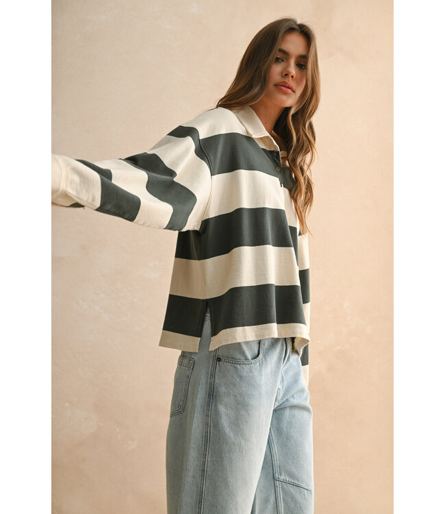 Aria Long Sleeve Wide Panel Knitted Shirt