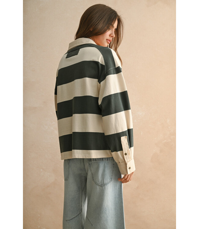 Aria Long Sleeve Wide Panel Knitted Shirt