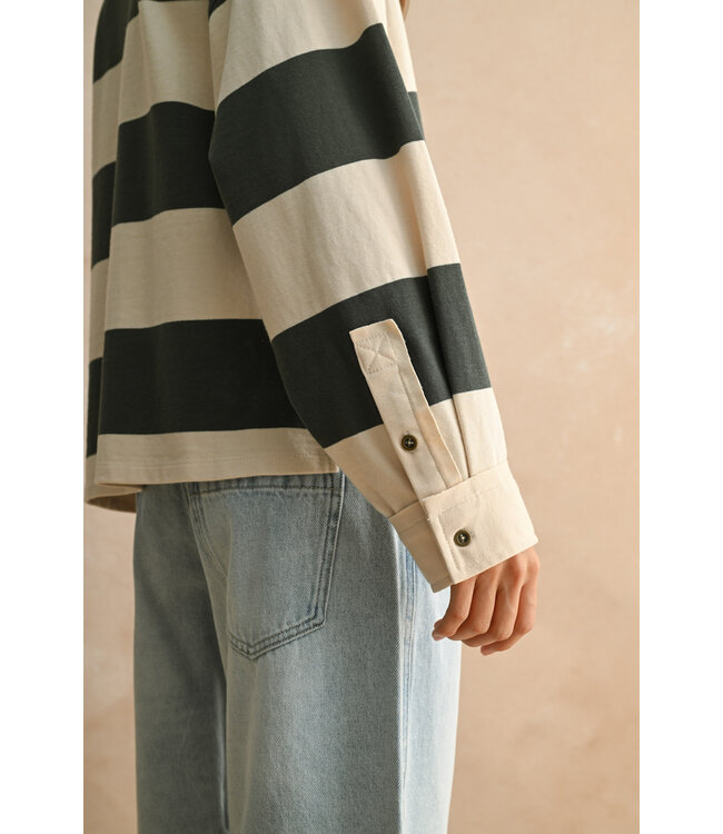 Aria Long Sleeve Wide Panel Knitted Shirt