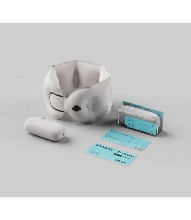 Inflating Neck Pillow with Case/Pump Light Gray