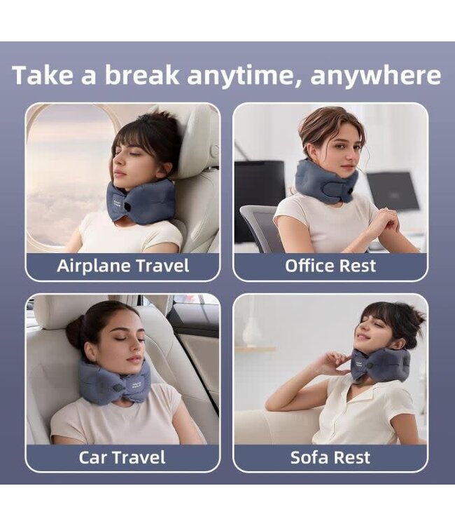 Inflating Neck Pillow with Case/Pump Pink