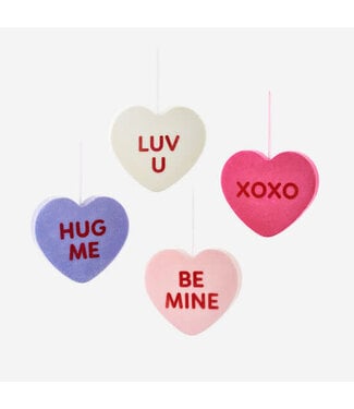 Hanging Flocked Conversation Heart - Sold Individually