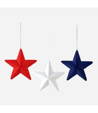 Flocked Hanging Star Faceted - Sold Individually