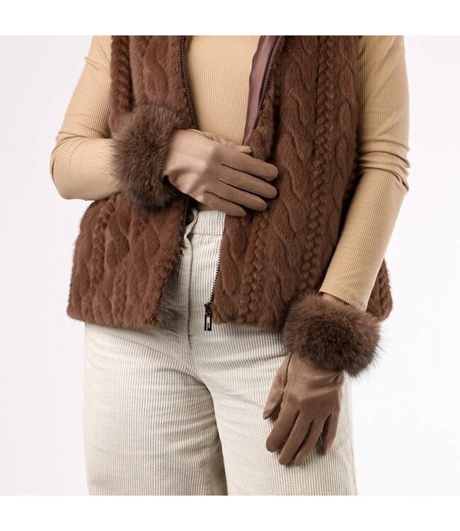 Fur Cuff Ultra Suede Gloves