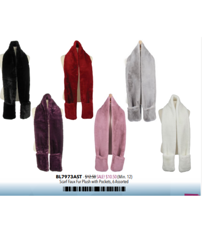 Scarf Fur Plush With Pockets