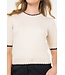Naomi Crew Neck Contrast Detail Knit Top